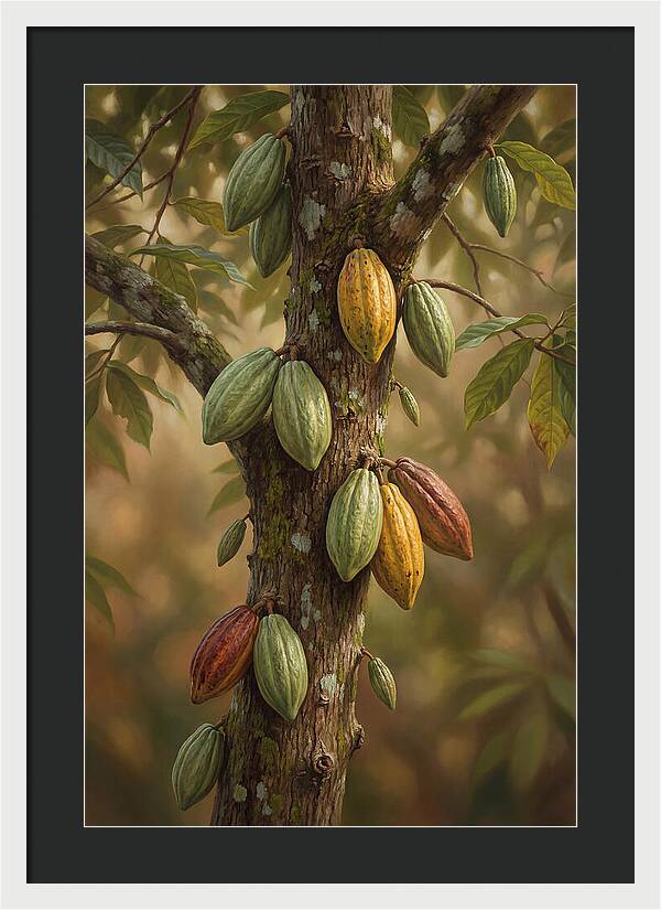 Cacao Tree With Colorful Pods