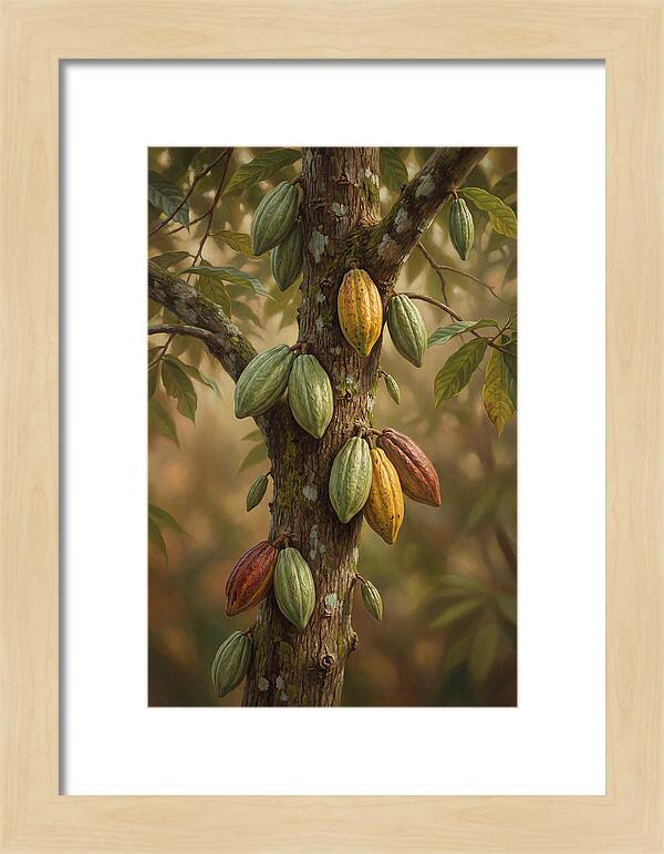 Cacao Tree With Colorful Pods