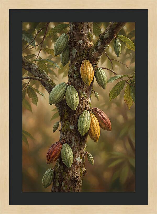 Cacao Tree With Colorful Pods
