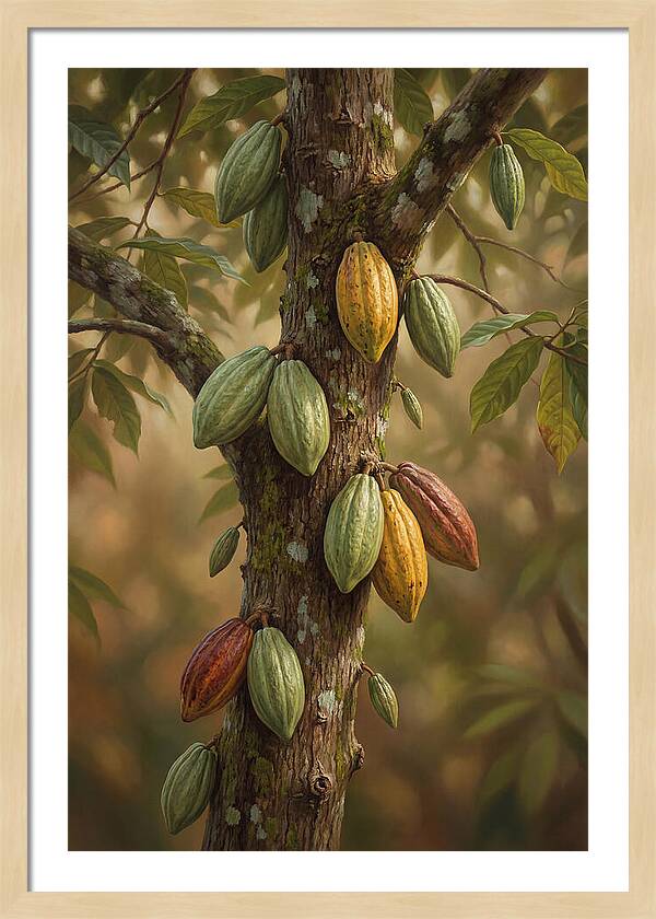 Cacao Tree With Colorful Pods