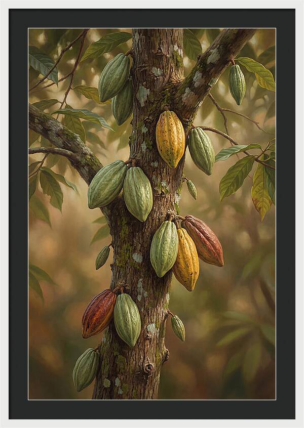 Cacao Tree With Colorful Pods