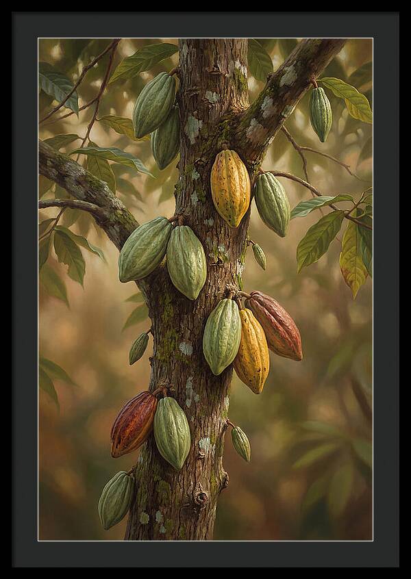 Cacao Tree With Colorful Pods