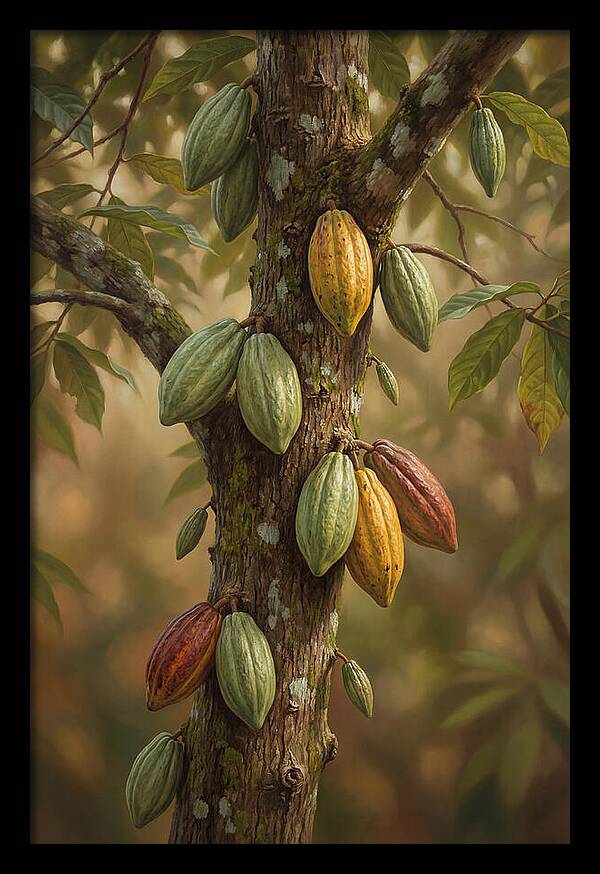 Cacao Tree With Colorful Pods