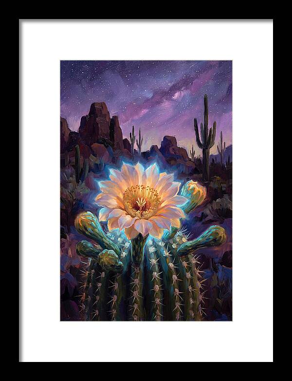 Cactus Flower Under Stars