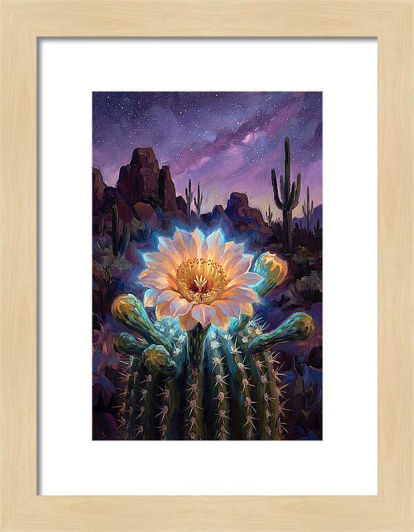 Cactus Flower Under Stars