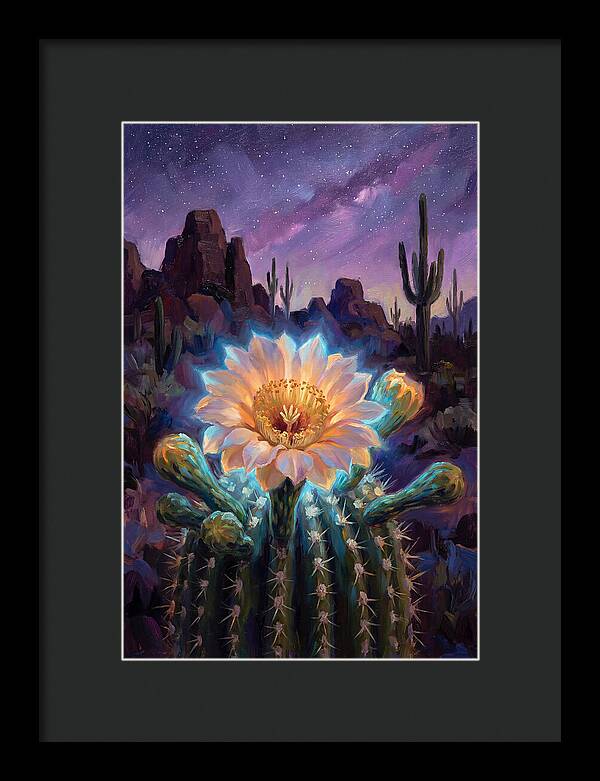 Cactus Flower Under Stars