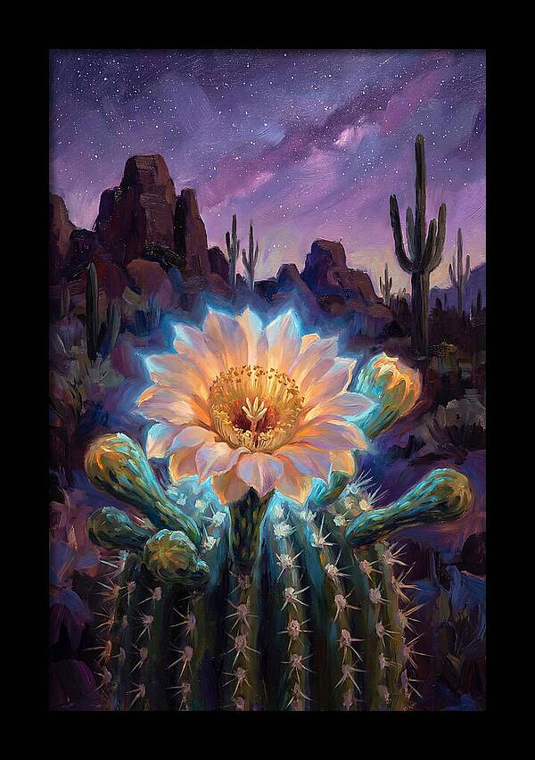 Cactus Flower Under Stars