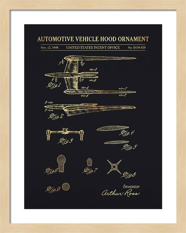 Cadillac Hood Ornament Gold Patent Usd159929s