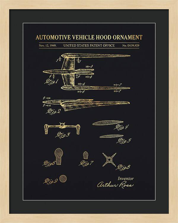 Cadillac Hood Ornament Gold Patent Usd159929s