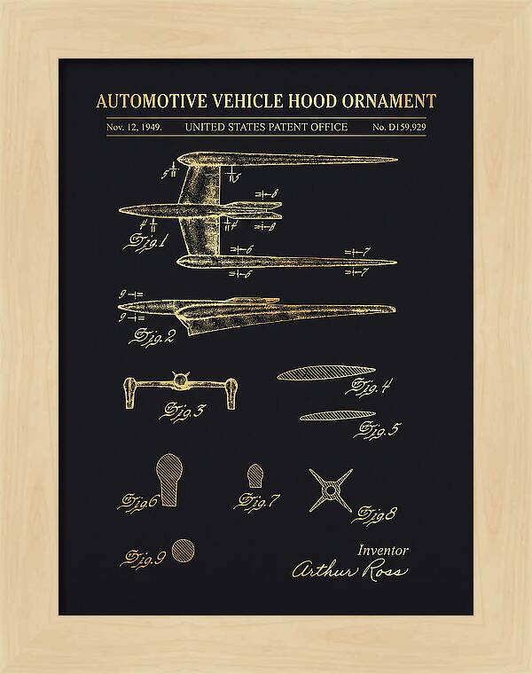 Cadillac Hood Ornament Gold Patent Usd159929s