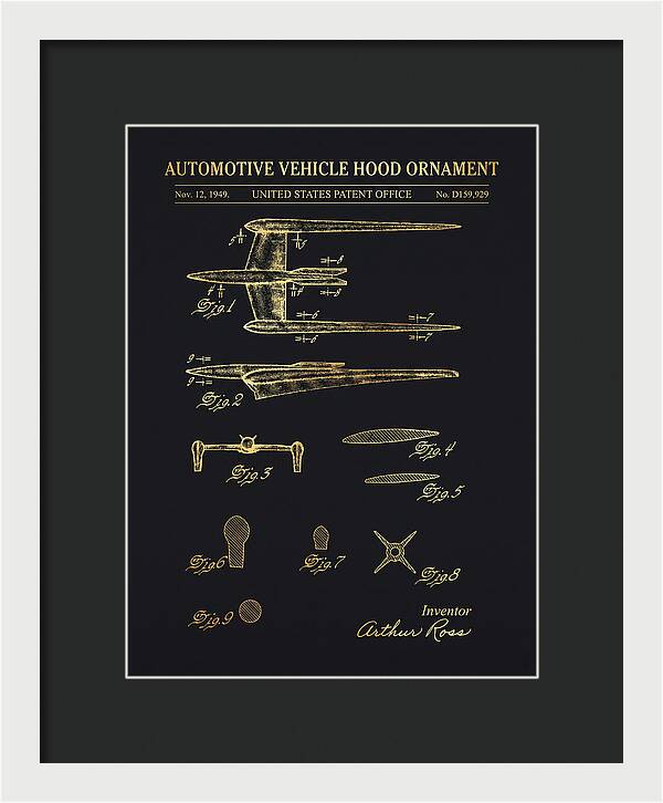 Cadillac Hood Ornament Gold Patent Usd159929s