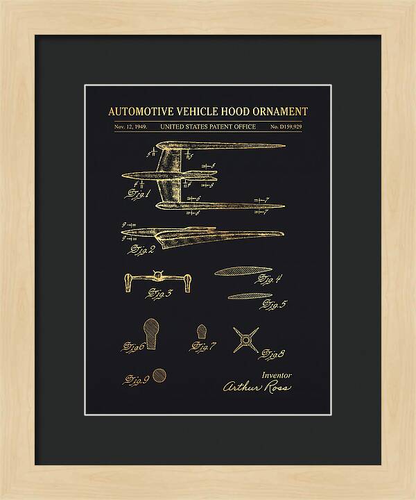 Cadillac Hood Ornament Gold Patent Usd159929s