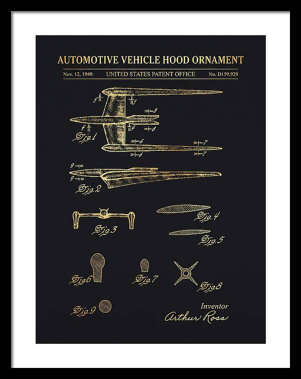 Cadillac Hood Ornament Gold Patent Usd159929s