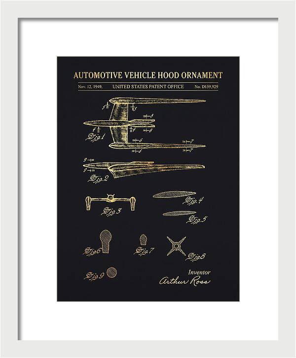 Cadillac Hood Ornament Gold Patent Usd159929s
