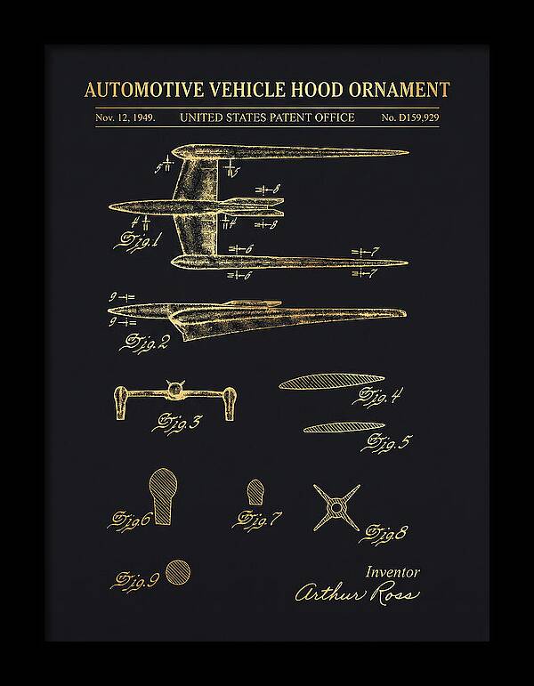 Cadillac Hood Ornament Gold Patent Usd159929s