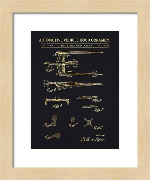 Cadillac Hood Ornament Gold Patent Usd159929s