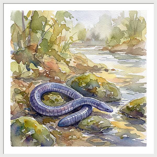 Caecilian By The Stream