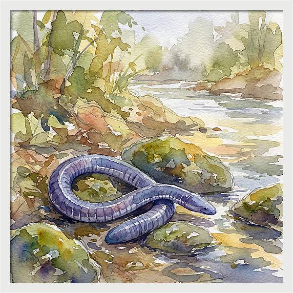 Caecilian By The Stream