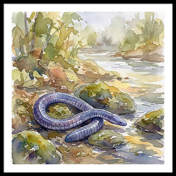 Caecilian By The Stream
