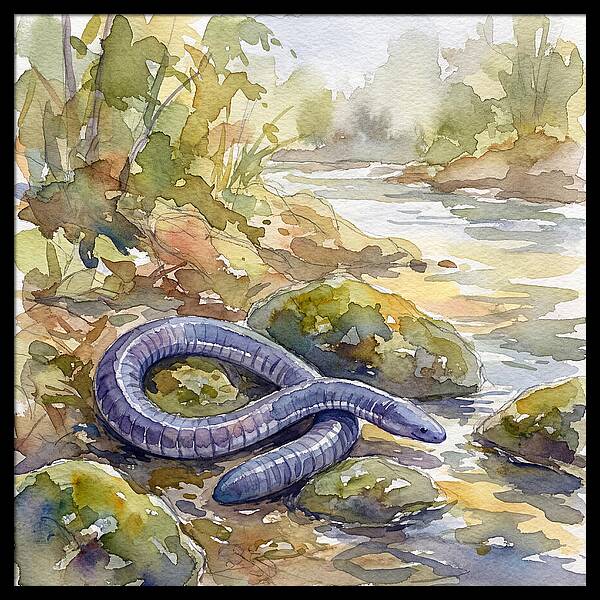 Caecilian By The Stream