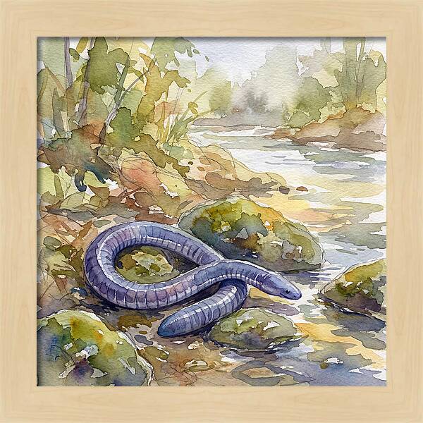 Caecilian By The Stream