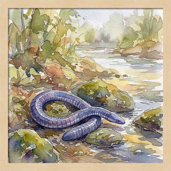 Caecilian By The Stream