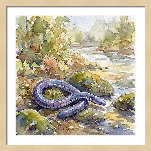 Caecilian By The Stream