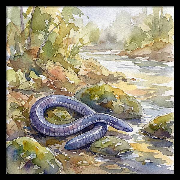 Caecilian By The Stream