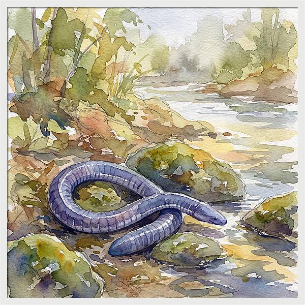 Caecilian By The Stream