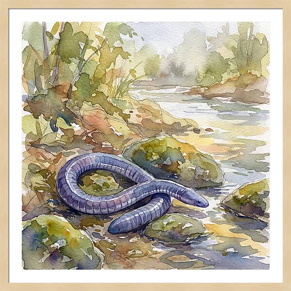 Caecilian By The Stream