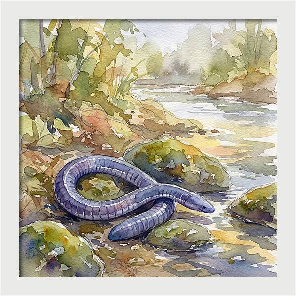 Caecilian By The Stream