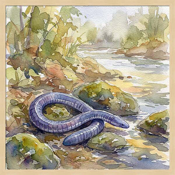 Caecilian By The Stream