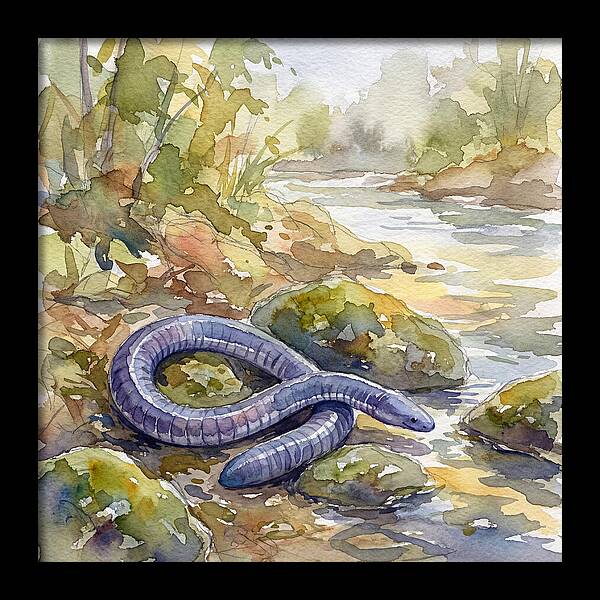Caecilian By The Stream
