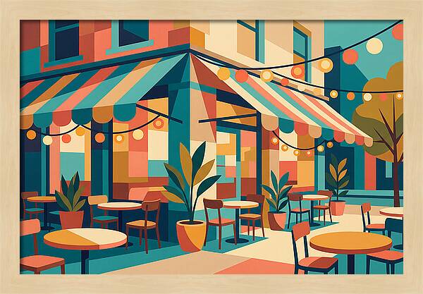 Caf Vibes In Colorful Geometry