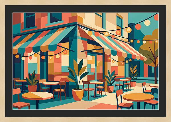 Caf Vibes In Colorful Geometry