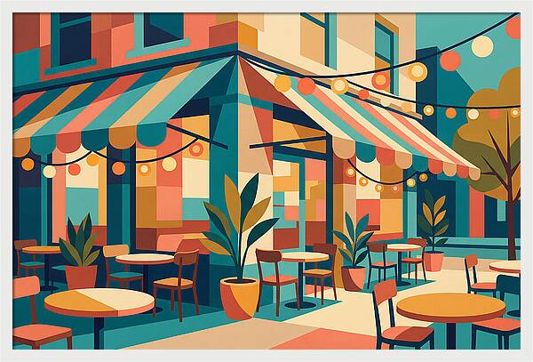 Caf Vibes In Colorful Geometry