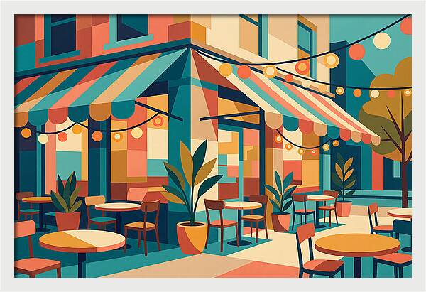 Caf Vibes In Colorful Geometry