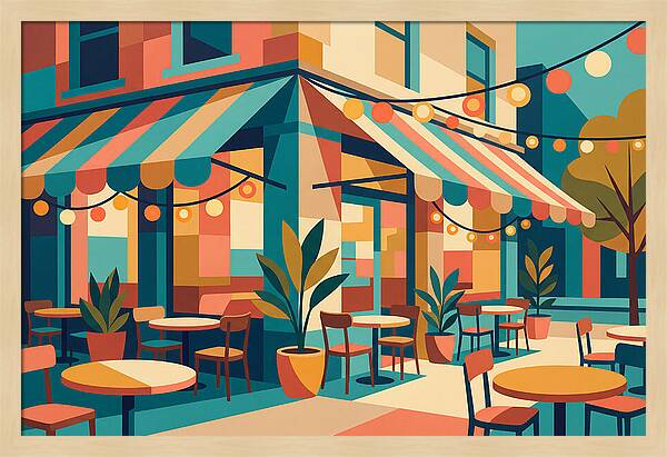 Caf Vibes In Colorful Geometry