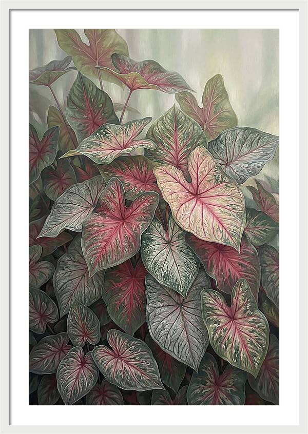 Caladium Foliage In Bloom