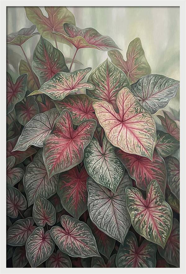 Caladium Foliage In Bloom