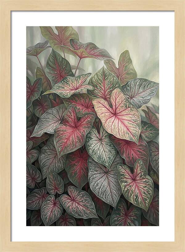 Caladium Foliage In Bloom