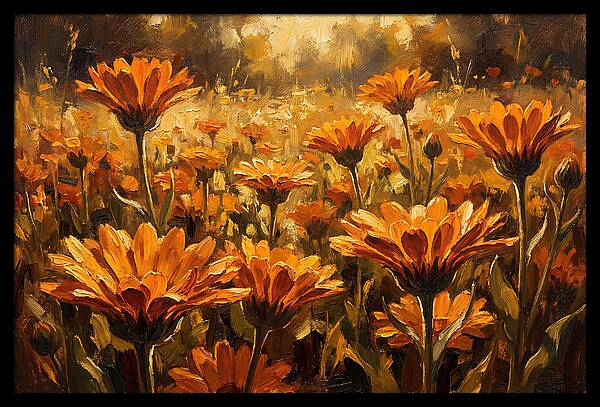 Calendula Flowers In Warm Orange And Gold