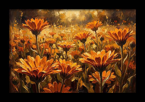 Calendula Flowers In Warm Orange And Gold