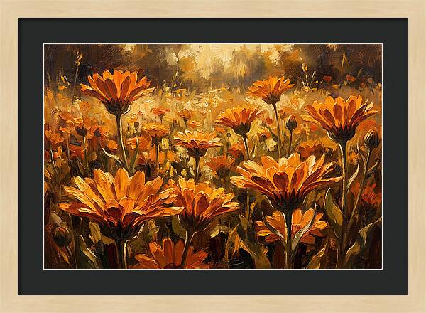 Calendula Flowers In Warm Orange And Gold
