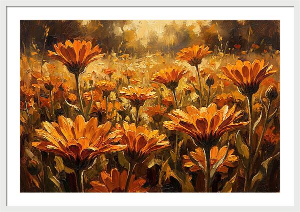 Calendula Flowers In Warm Orange And Gold