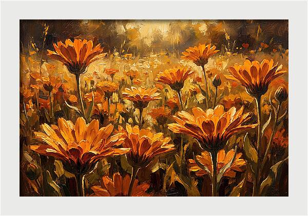 Calendula Flowers In Warm Orange And Gold