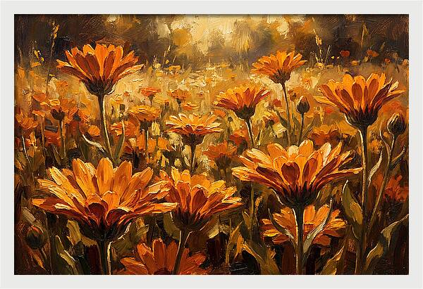 Calendula Flowers In Warm Orange And Gold