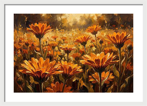 Calendula Flowers In Warm Orange And Gold