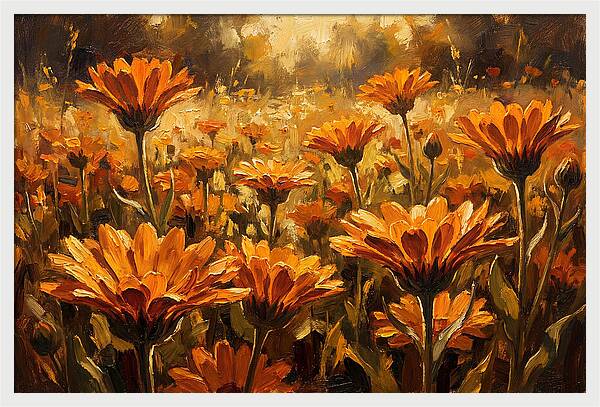 Calendula Flowers In Warm Orange And Gold