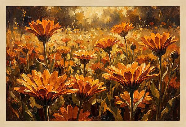 Calendula Flowers In Warm Orange And Gold